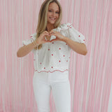 Lotta Love Top - White/Red *VDAY25