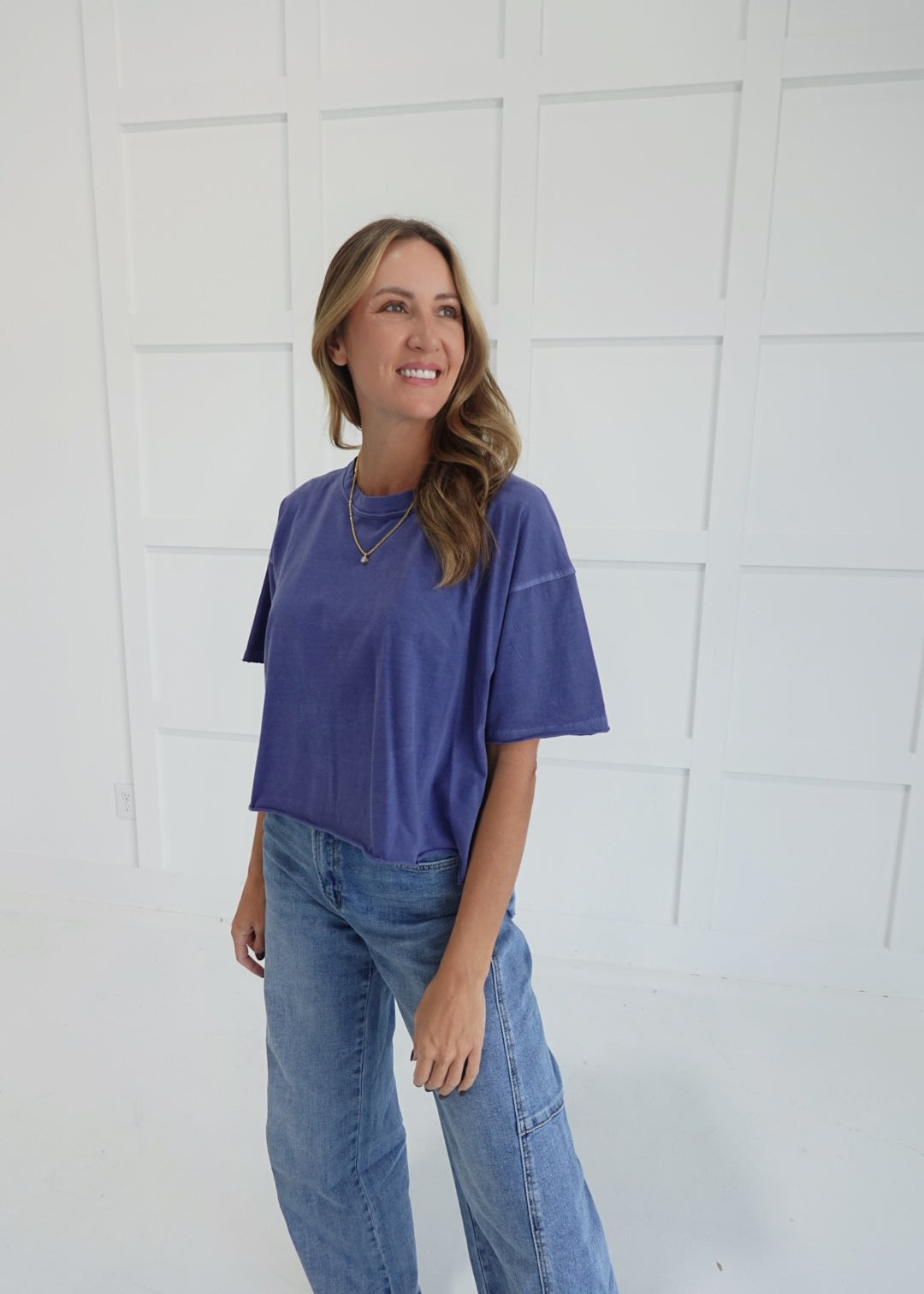 Boxy Acid Wash Tee - Marlin