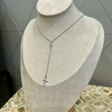 Cross Y Chain Necklace - Silver