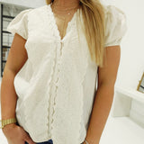Tuck Puff Sleeve Top - Cream