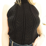Cable Sleeveless Sweater - Black