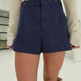 Jess Suede Shorts - Navy