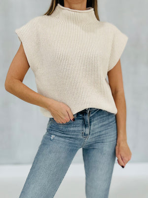 Hit Pause Sweater Vest - Cream