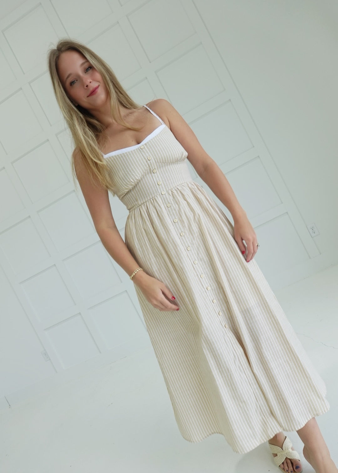 Muriel Striped Dress - Khaki