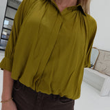 Kali Bubble Hem Blouse - Olive