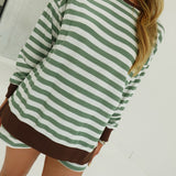 Ali Striped Set - Sage/Cream/Brown