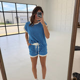 Breezy Striped Set - Ocean Blue