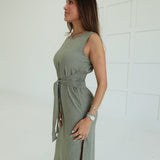 Timing It Perfect Midi Dress - Olive/Ivory