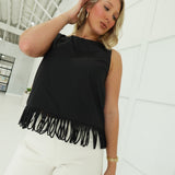 Fringe of Mine Top - Black