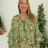 Evergreen Ruffle Blouse