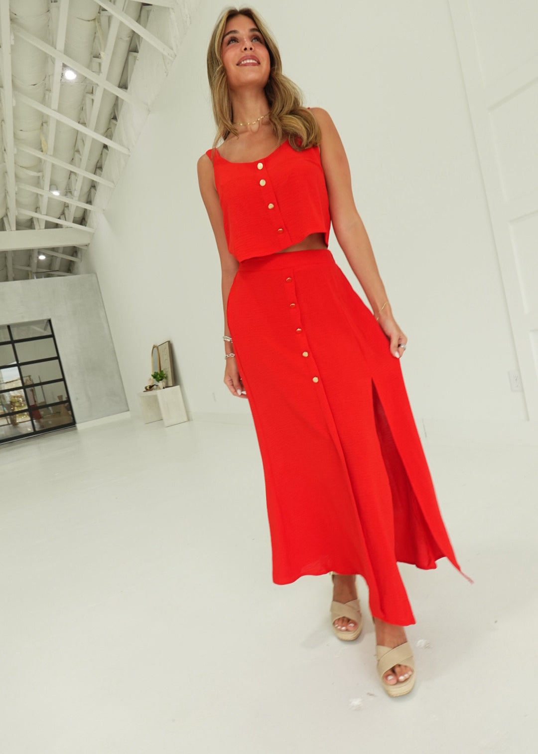 Zayda Skirt Set - Red