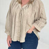 Bella Balloon Sleeve Blouse - Taupe