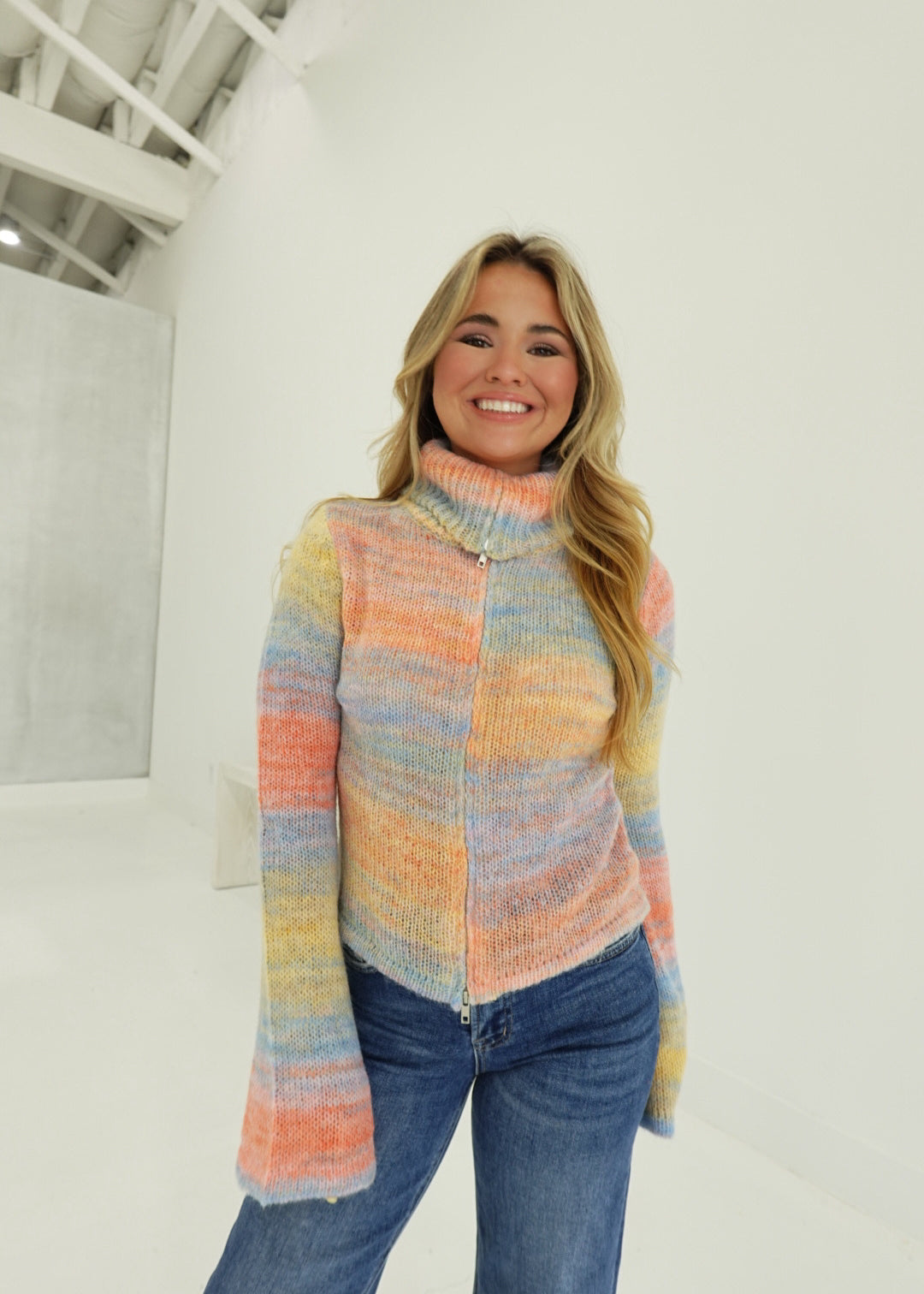 Serena Zip Up Top - Lemon Sorbet