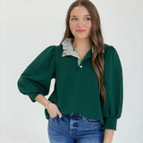 Augusta Half Button Top - H Green