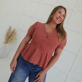 Carolinas Peplum Top - Rose