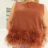 Raina Feathered Top - Toffee