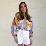 Riviera Palm Blouse - Blue