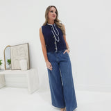 Claude Sleeveless Sweater - Navy