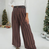 Plaid To Be Here Pants - Mauve/Black