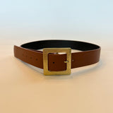 Oversized Square Buckle Belt - Brown