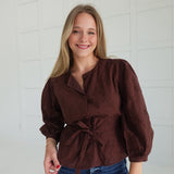 Harding Eyelet Belted Top - Brown