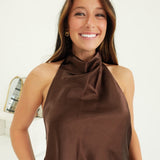 Wine Me Halter Top - Brown