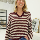 Chancey Sweater Top - Burgundy