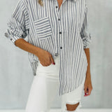 Saylor Striped Button Down Blouse