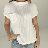 Chenille Short Sleeve Sweater - Ivory