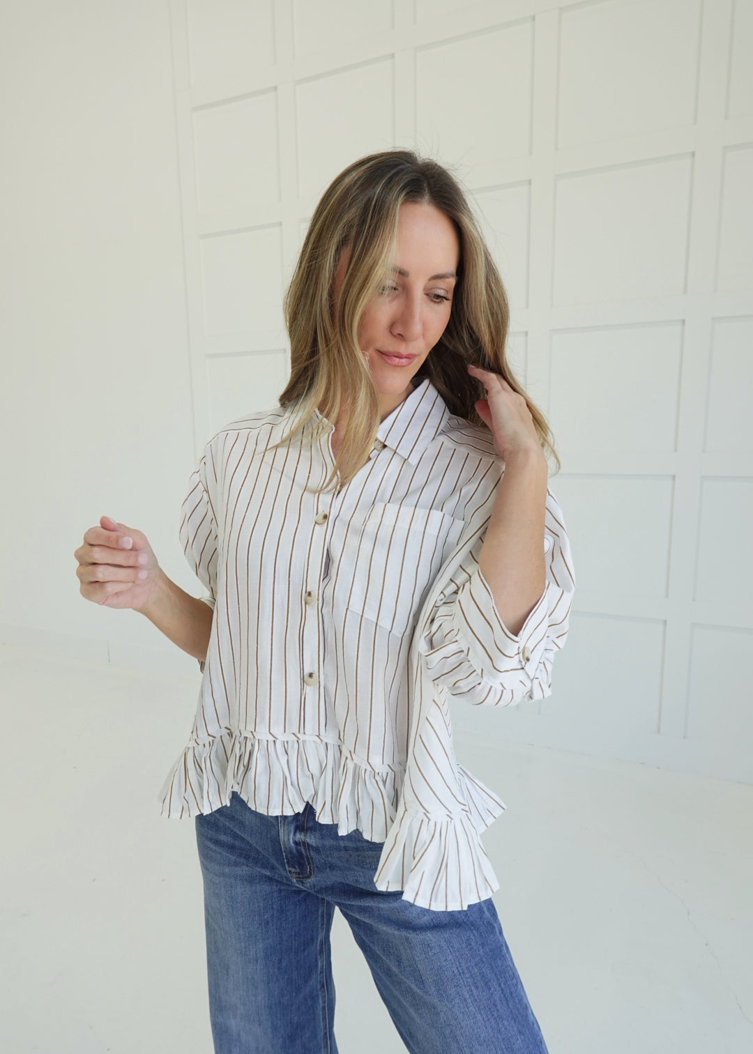 Louise Ruffle Top - Ivory