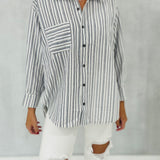 Saylor Striped Button Down Blouse