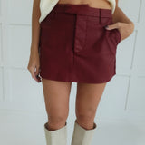 Webber Leather Skort - Burgundy