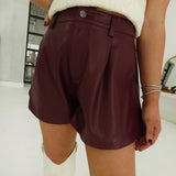 Oaks Leather Shorts - Wine