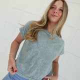 Shauna Acid Wash Tee - Washed Sage