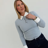 Lou Contrast Sweater - Blue