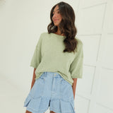 Marge Flare Shorts - Lt Denim