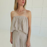 Keely Bubble Top Set - Taupe