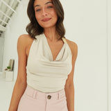 Carina Cowl Neck Top - Nude