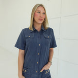 Colter Mini Dress - Denim Blue