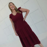 Valor Midi Dress - Burgundy