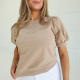 Verna Puff Sleeve Top - Taupe
