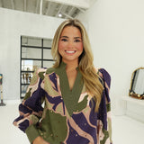 Louise Printed Top - Olive Combo