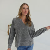 Micah Exposed Seam Top - Black