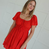 Frilly Mini Dress - Red