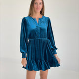 Dream Big Velvet Dress - Teal