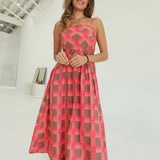 Picket Fences Midi Dress - Coral