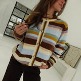 Frenzy Striped Cardigan - Mocha Multi