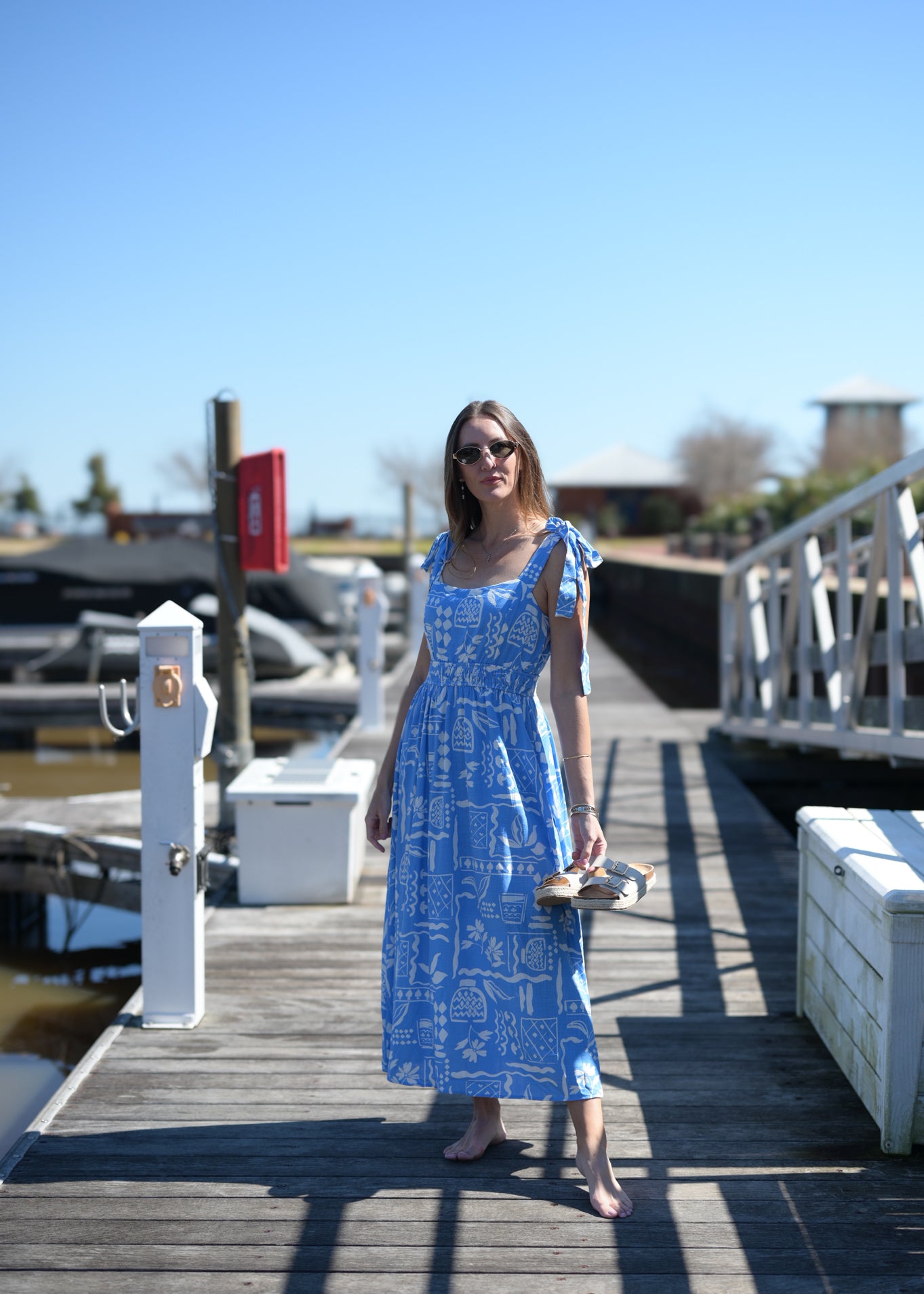 Staying Centered Midi Dress - Blue