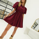 Mona Drawstring Dress - Burgundy