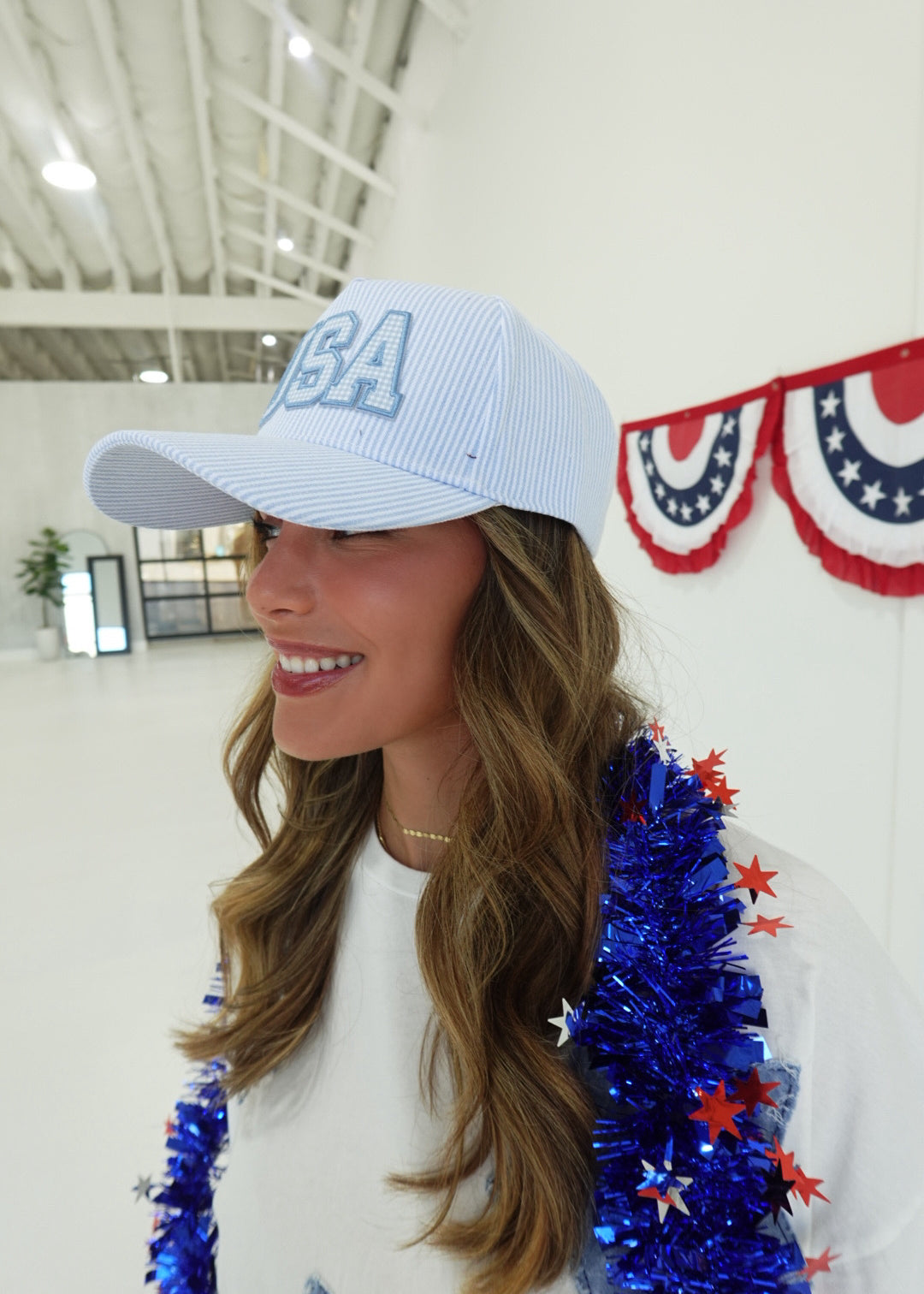 Pinstripe Trucker Hat - USA Patch